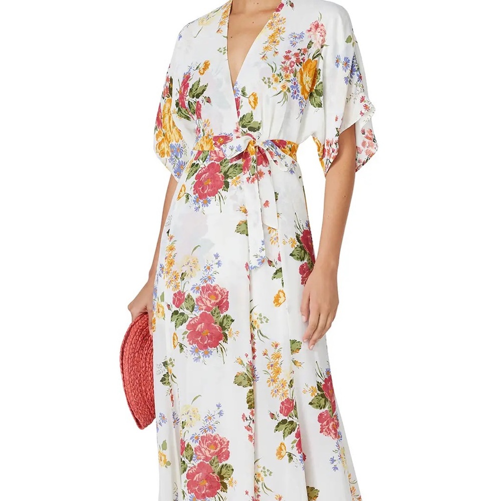 Reformation White Floral Vneck Maxi Dress